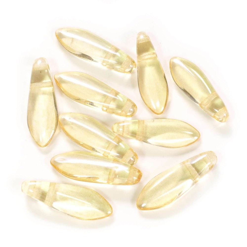 Dagger 2-Hole Bead, Luster Champagne, 5mm x 16mm