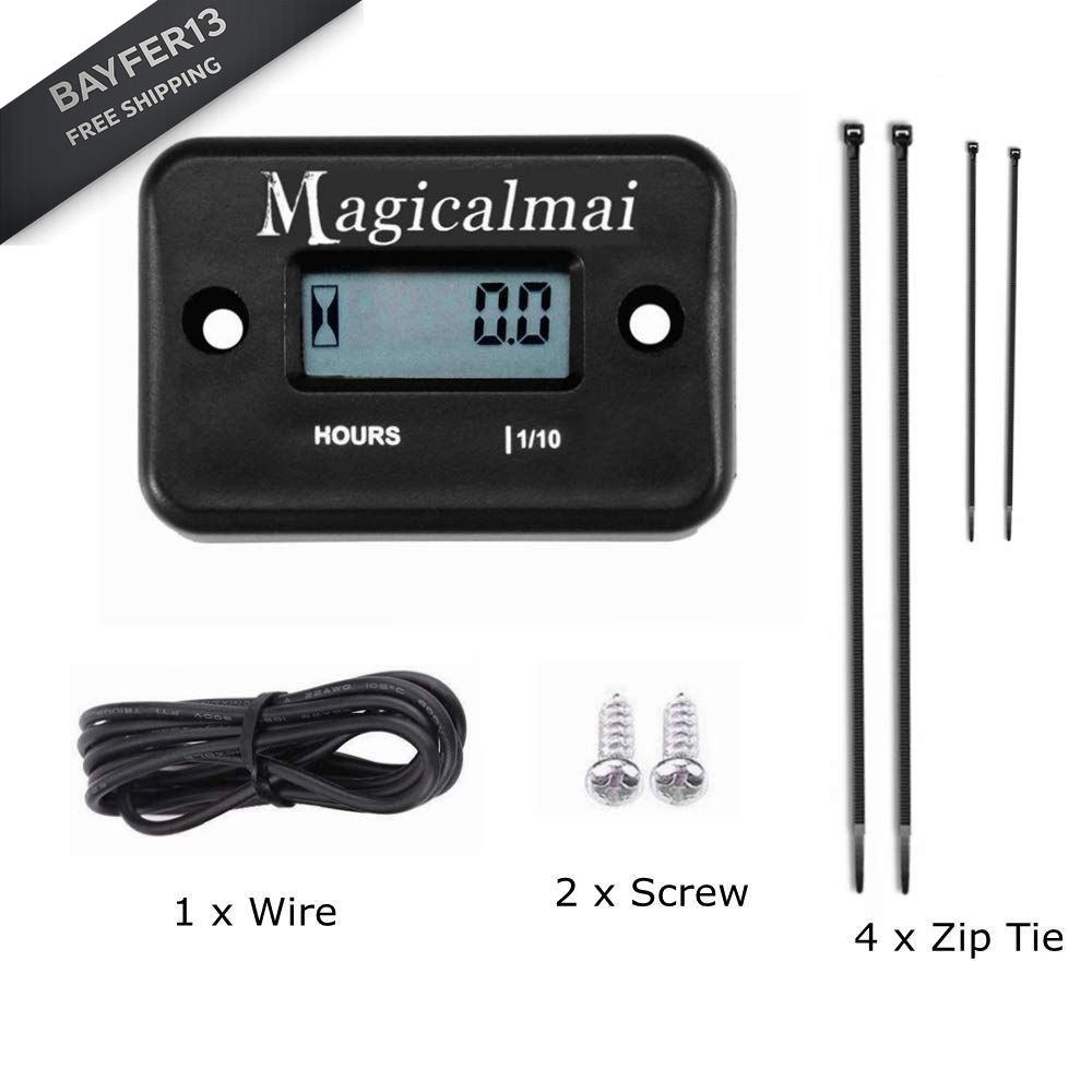 Magicalmai Inductive Hour Meter for Gas Engine Generator Lawn Mower 1, Black