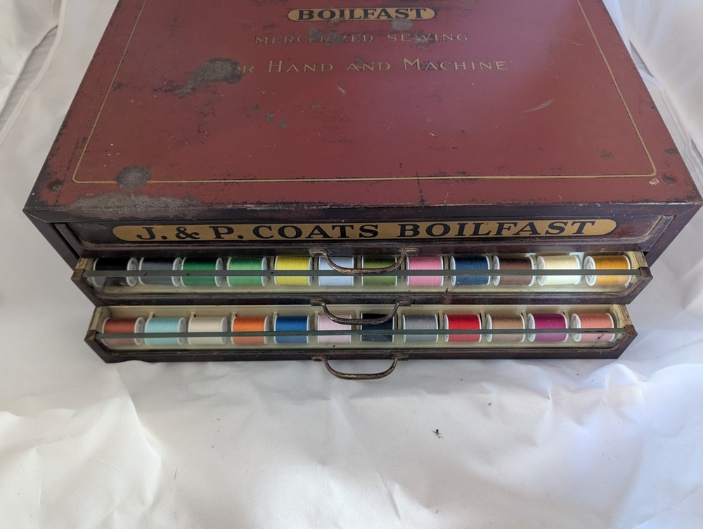 JP Coats Boilfast Thread Display Box Vintage Sewing Thread Nice Vintage Size!