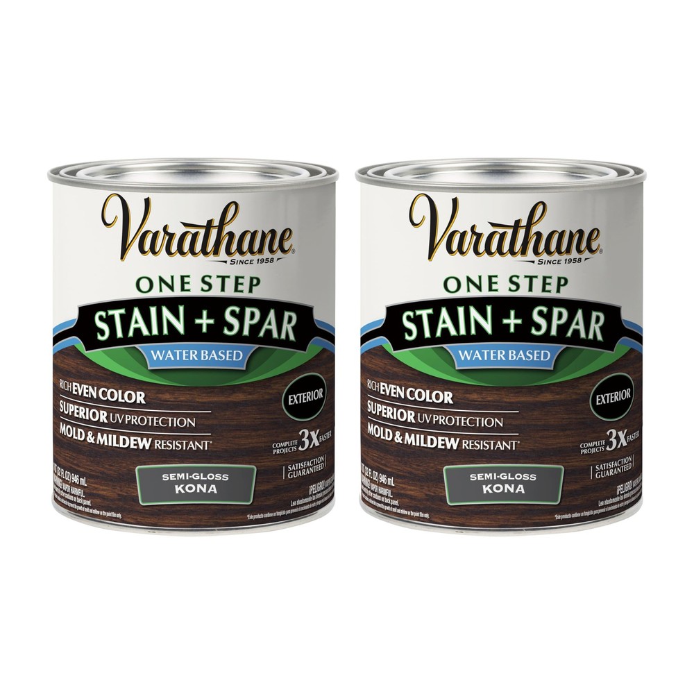 Varathane Kona Semi-Gloss Water-Based Exterior Spar Urethane, Quart, 2 PK