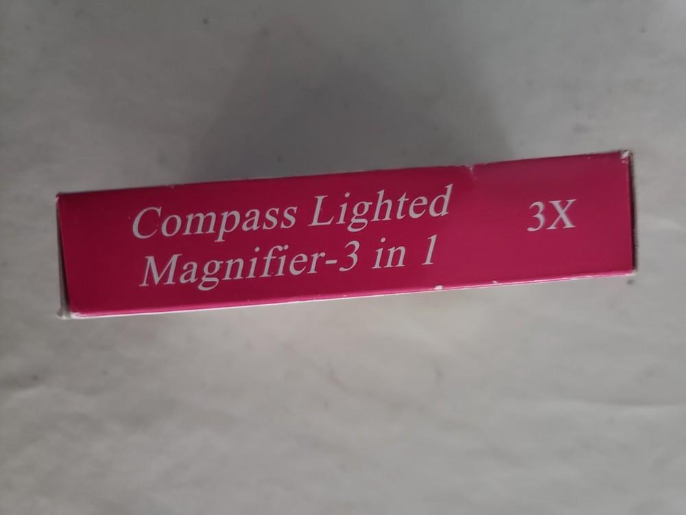 3X Lighted Pocket Magnifier with Compass NEW