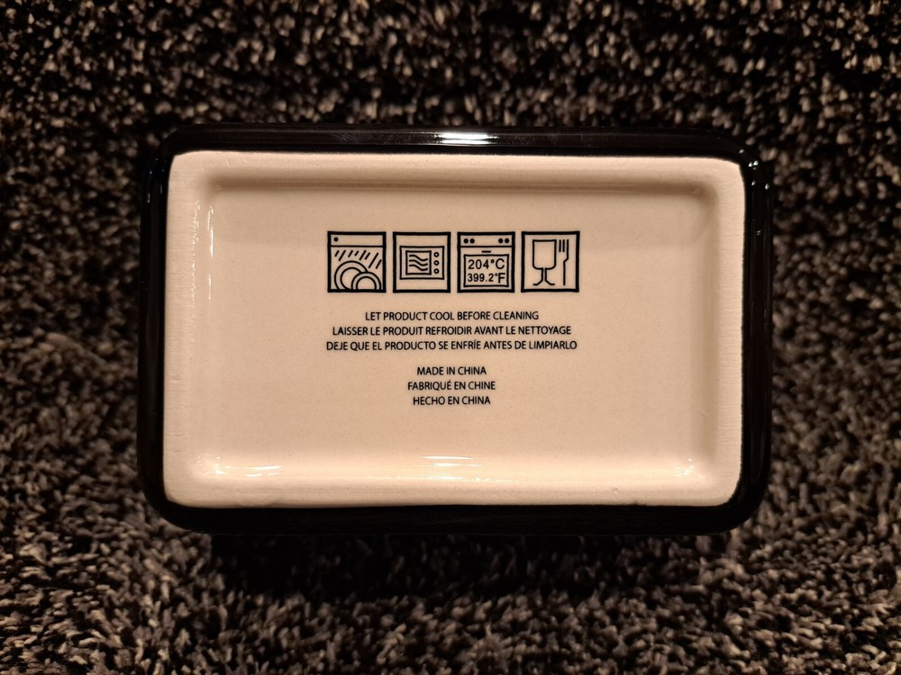 Stoneware Bread Pans, 2 Sizes - B&W Floral Pattern Glazed Ceramic Bakeware Set