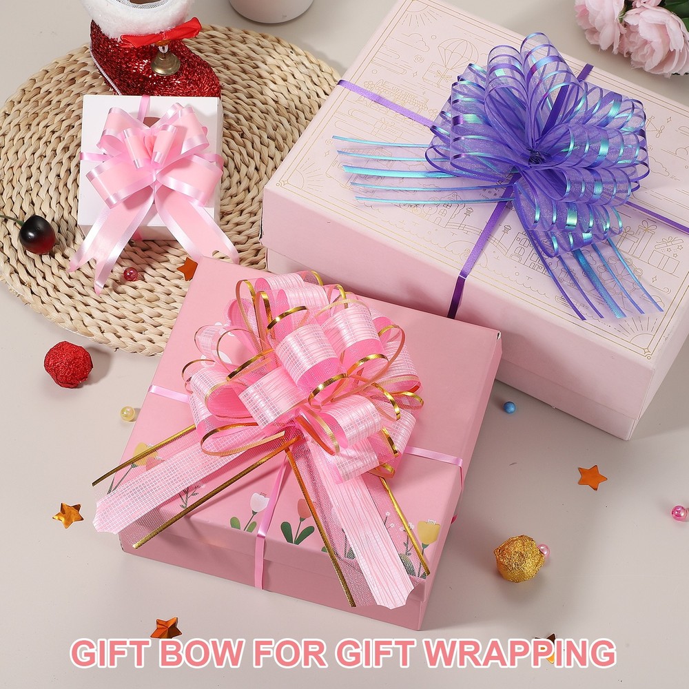 Large Gift Bow 7.5x6 Inch, 20 Pcs Pull Bows for Gift Wrapping, Light Purple