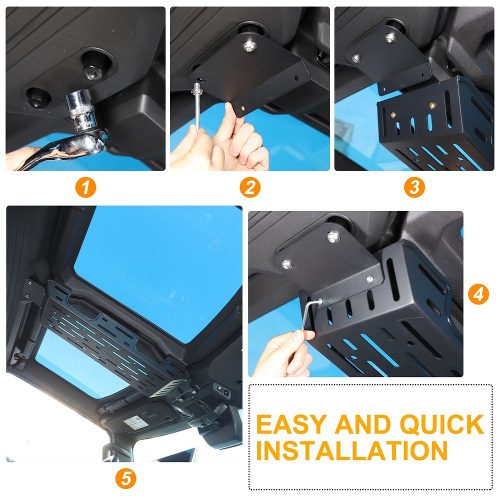Fits 2024+ Hummer EV Overhead MOLLE Panel Organizer Storage Bracket Shelf Basket