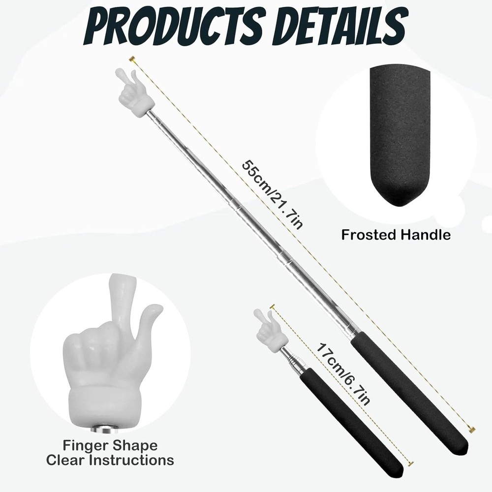 2Pcs Telescopic Teachers Pointer, Extendable Hand Pointer Finger 2PCS