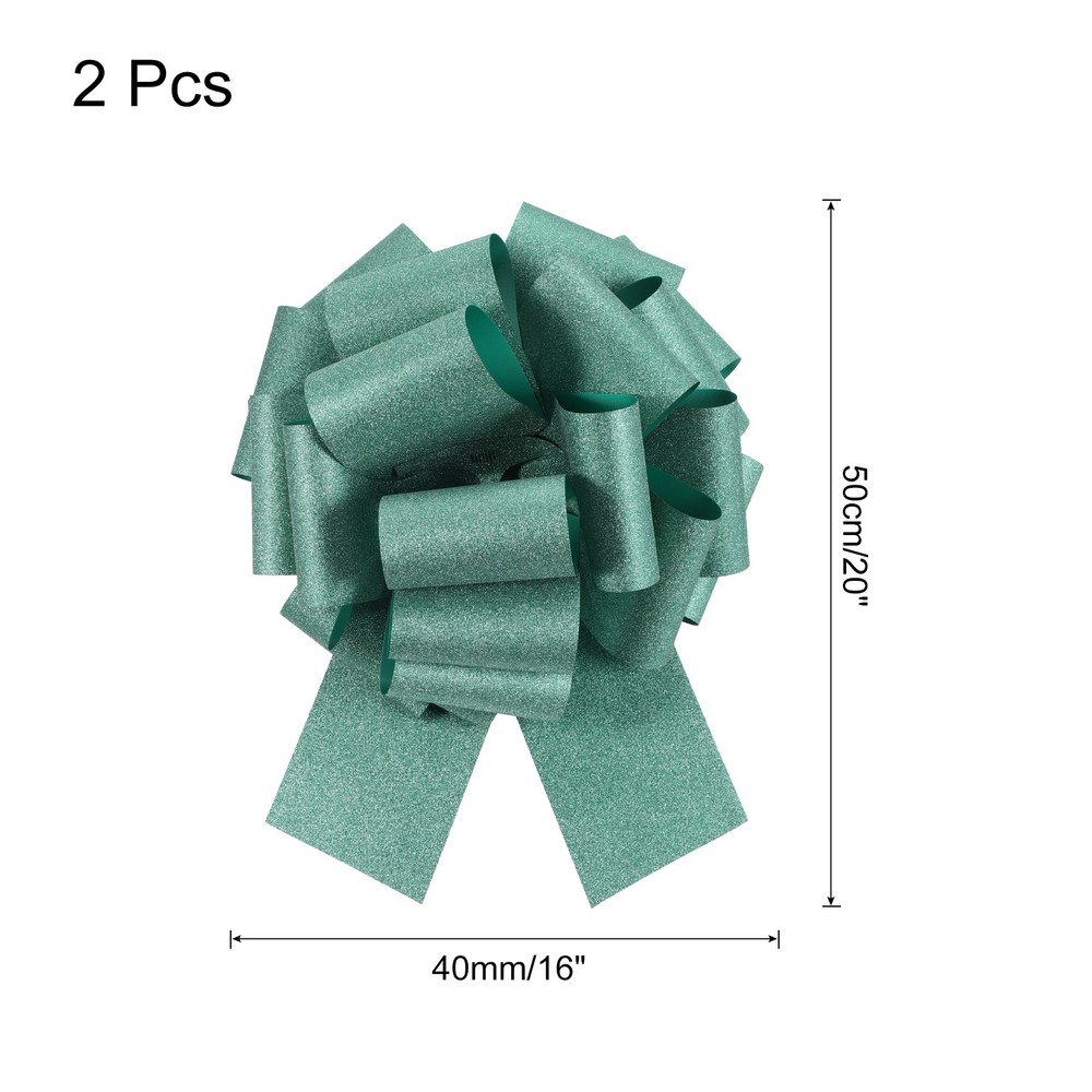 2pcs 16 Inch Large Pull Bow Gift Wrapping Big Pull Bows Ribbon Green