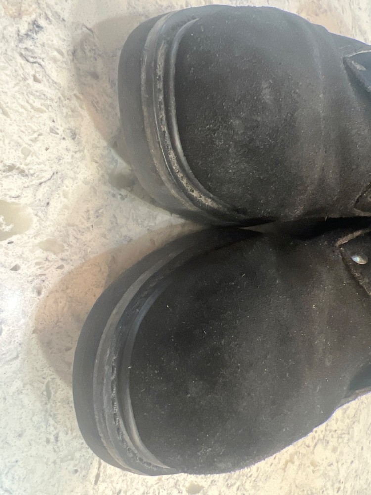 size 10.5 black suede Mack work boots.