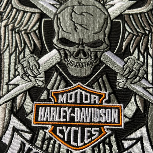 Harley-Davidson 12" Large Skull Eagle Wing Back Patch