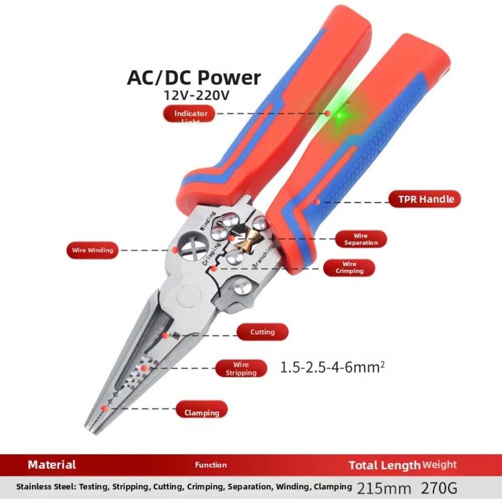 Multi Functional Wire Stripping and Electrical Testing Tool for Industrial Use
