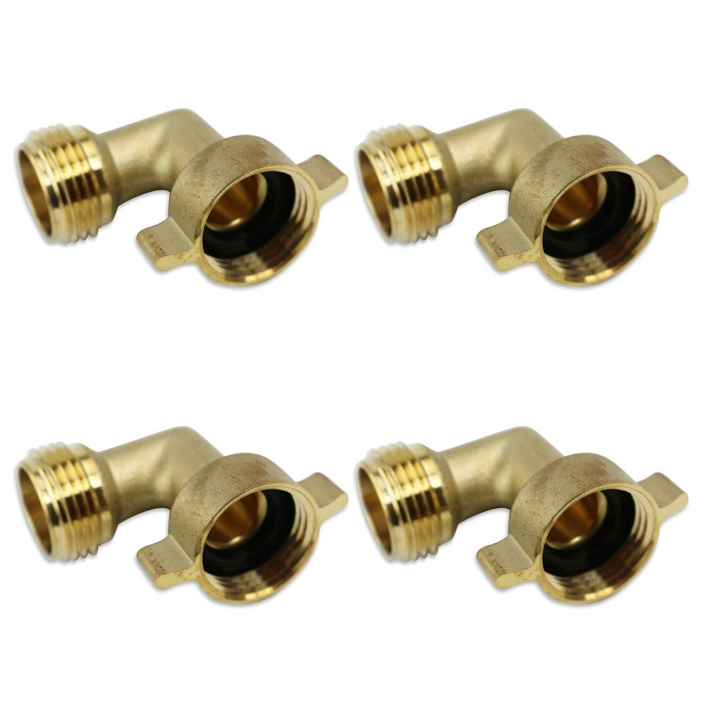 4 PACK Leisure Coachworks 90 Degree Hose Elbow RV Water Fitting Solid Brass 3/4"
