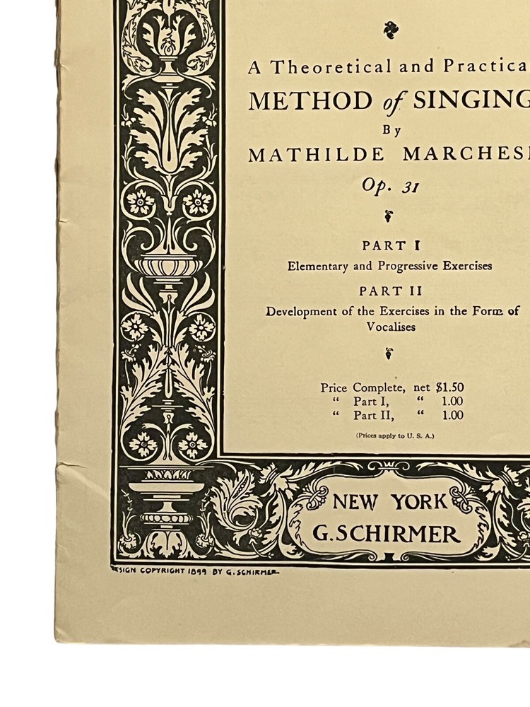 Theoretical & Practical Method of Singing Instruction Book MATHILDE MARCHESI