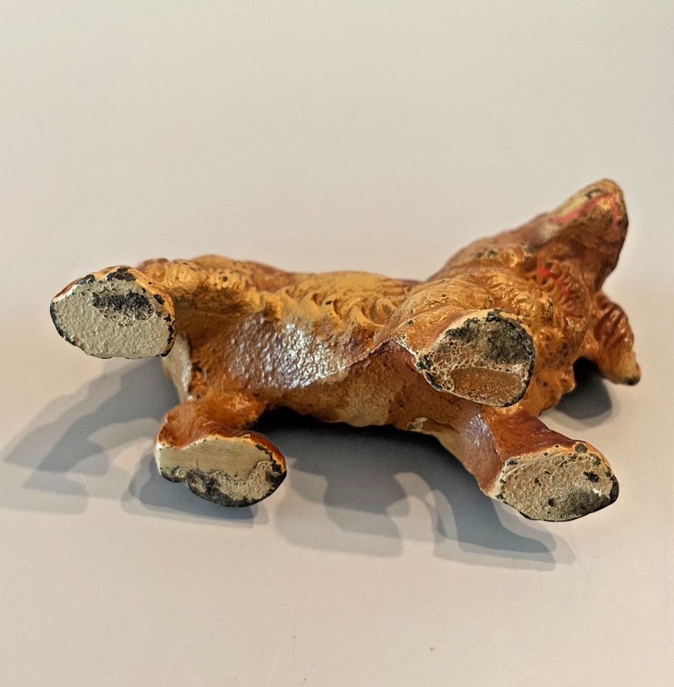 2 Vintage Hubley Solid Cast Iron Cocker Spaniel Dog Paperweight Figures