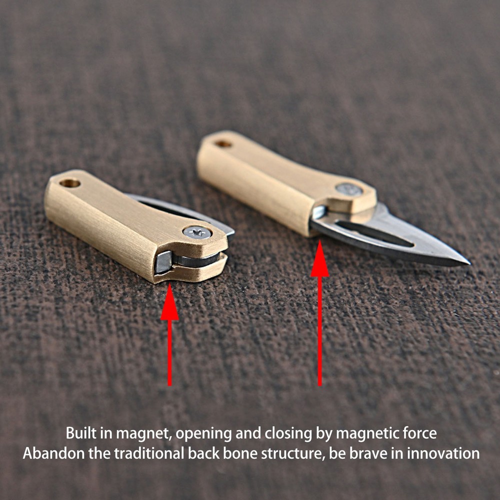 Brass Mini Knife Foldable Multifunction Keychain Tiny Knife For Package Openning