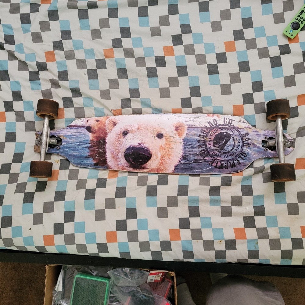 ​San Clemente Longboard Complete - Polar Bear Graphic - Drop-Through Cruiser