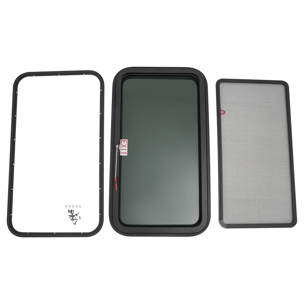 36" x 20" RV Exit Window with Screen & Trim Ring for Trailers or Campers