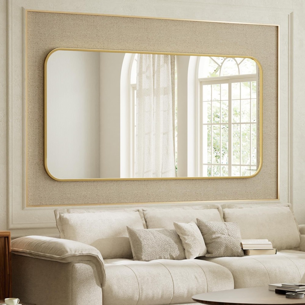 26" x 38" Rectangular Aluminum Alloy Frame Wall Mounted Bathroom Mirror with ...