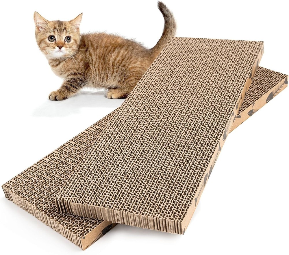 Splicing Cat Scratch Pad for Indoor Cats & Kittens, 2 Pack Cardboard Cat Scratch