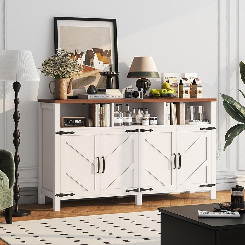Large Kitchen Storage Cabinet Buffet Sideboard Adjustable Shelf Coffee Bar TV US