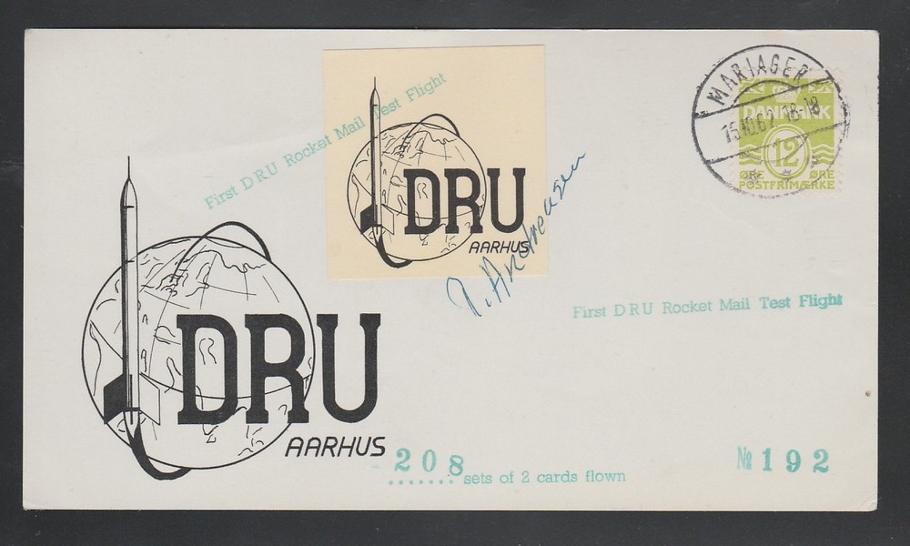 1962 DENMARK rocket mail card - first DRU flight - EZ 1C1