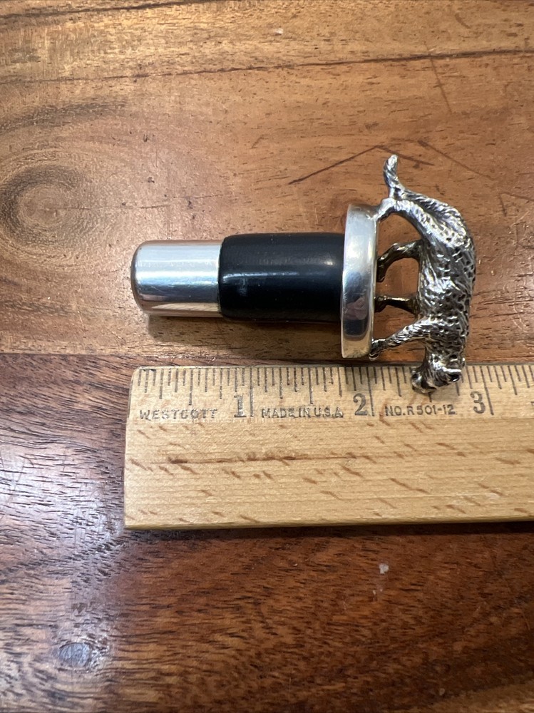Vintage Silver Plated Bronze Leopard Bottle Stopper