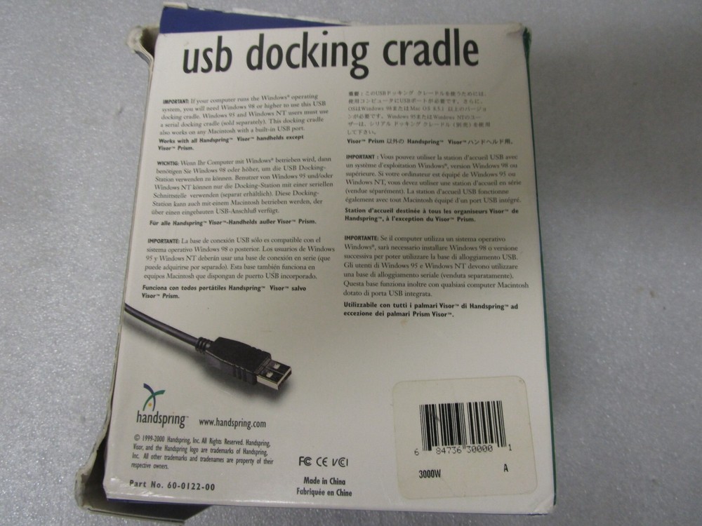 USB Docking Cradle for Handspring Visor for PC and MAC - New in Box - Graphite