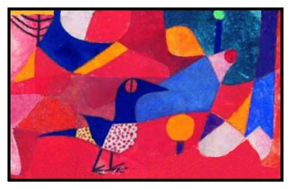 Modern Paul Klee Forest Bird Counted Cross Stitch Chart Pattern