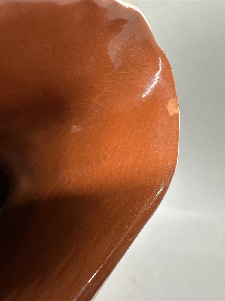 VINTAGE MCM SIGNED ITALIAN? HAND PAINTED POTTERY PITCHER LEAF PATTERN