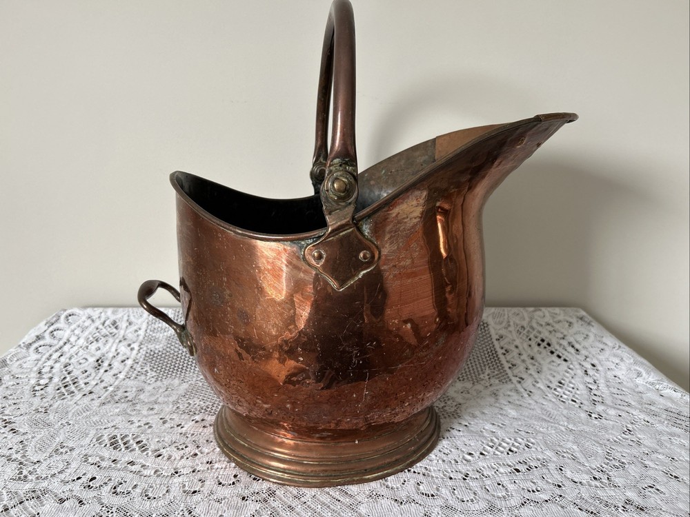 Victorian Copper Helmet Coal Scuttle