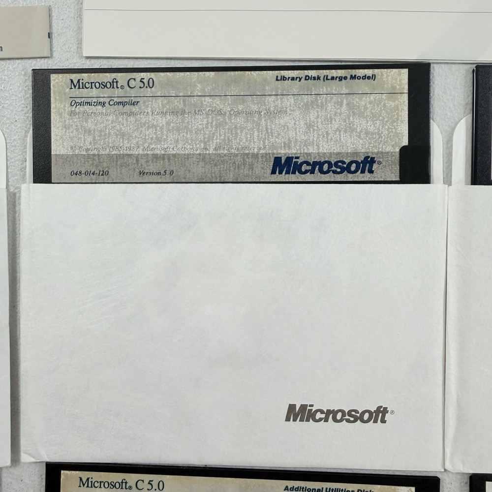 Vintage Software Microsoft C 5.0 Lot 5.25" Diskettes 1987
