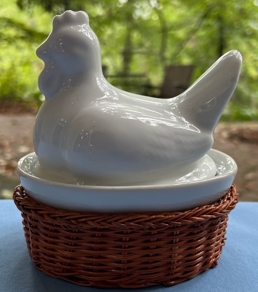 Individual Ceramic Chicken Covered Casserole Baking Dish