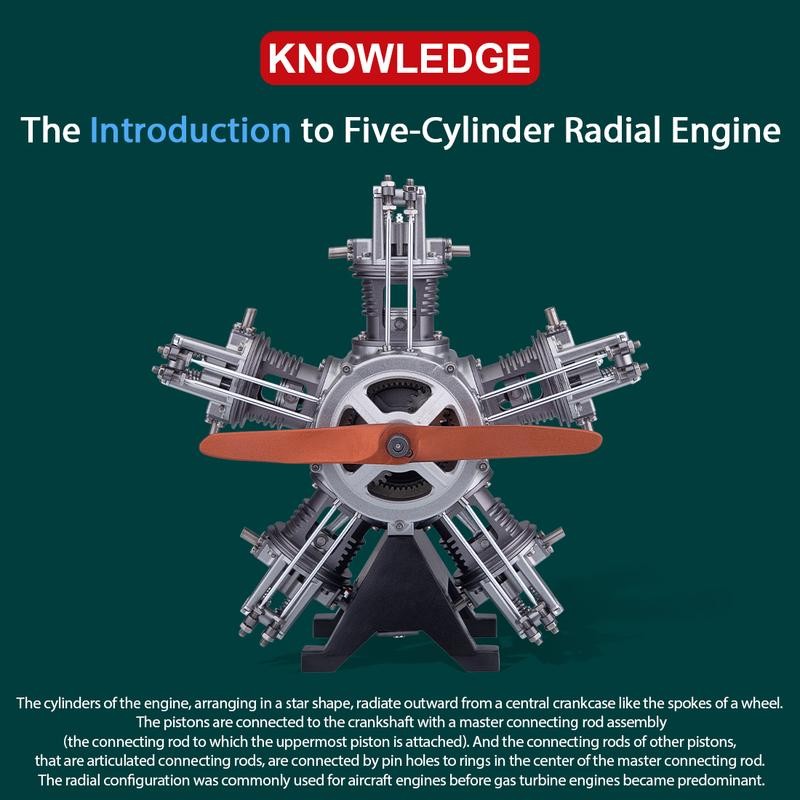 Used TECHING Electric Engine Five Cylinders Radial Simulation DIY Building Kits