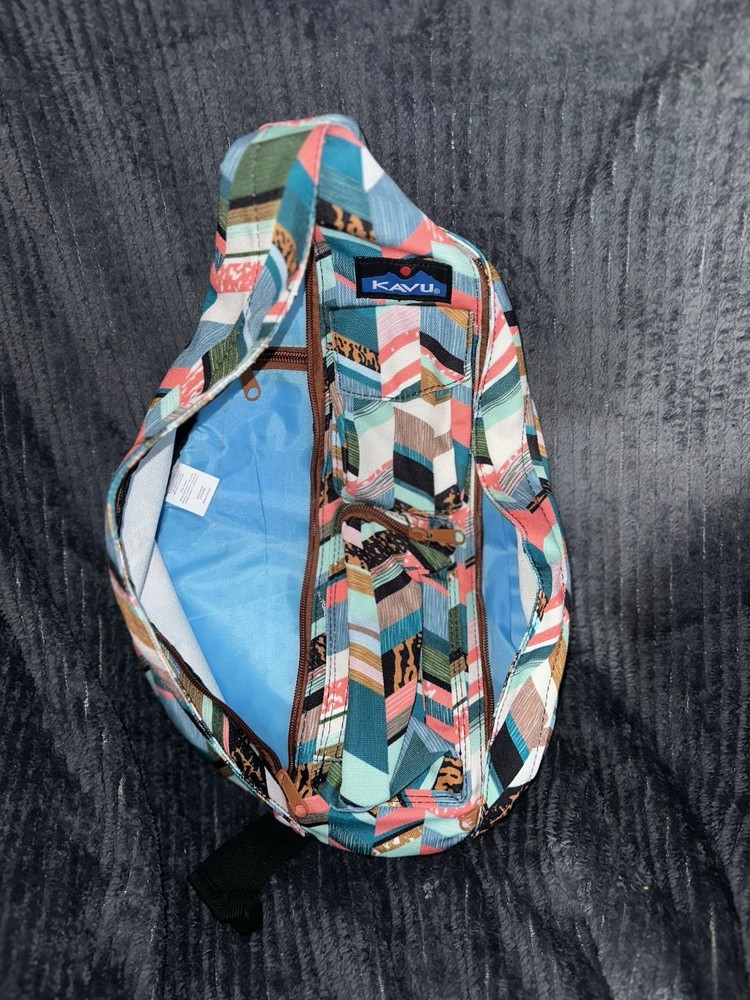 KAVU Multicolor Polyester Zip Daypack Sling Bag Adjustable Strap 3 Pockets