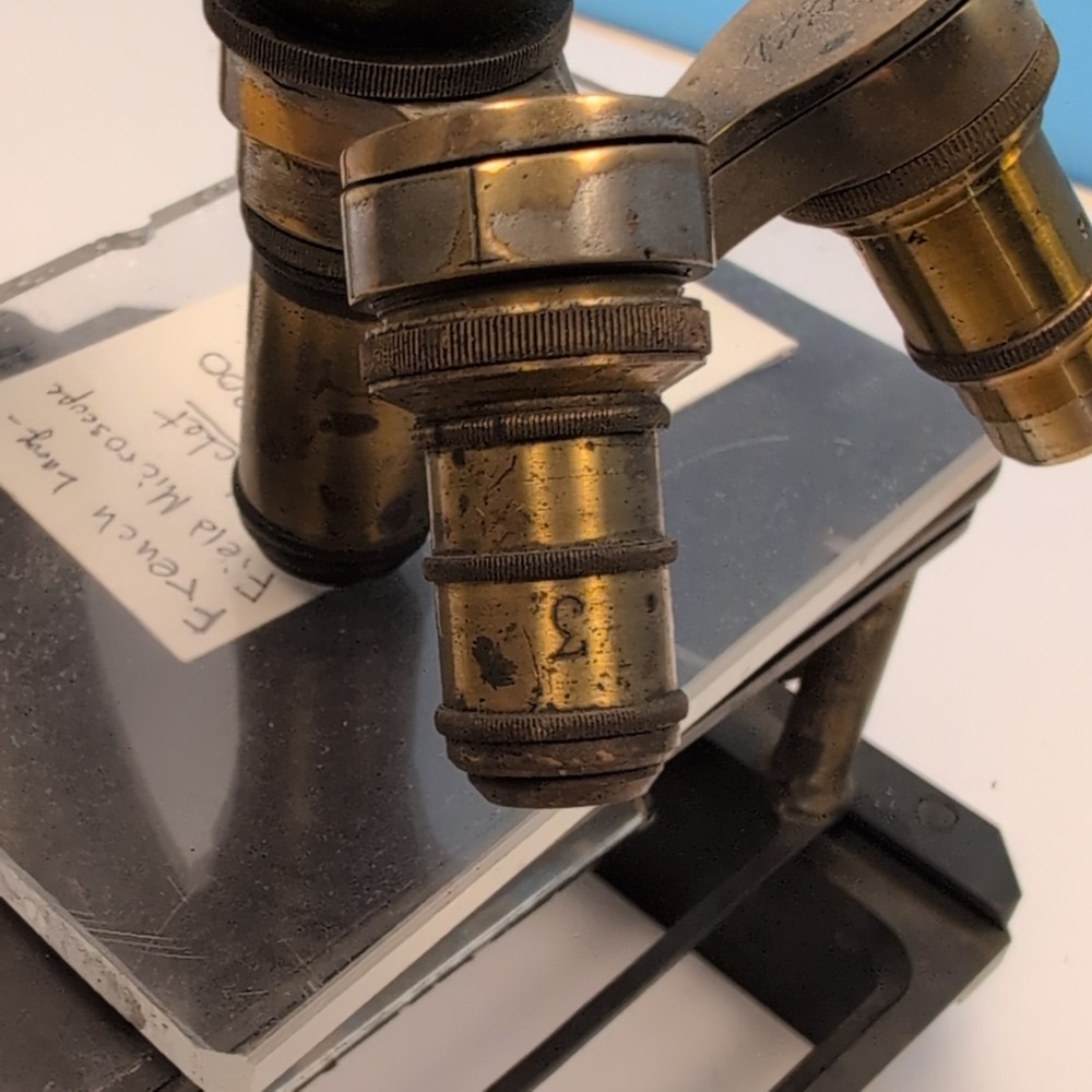 Antique Nachet Paris Large-Field Compound Microscope c1900 Mechanical Brass