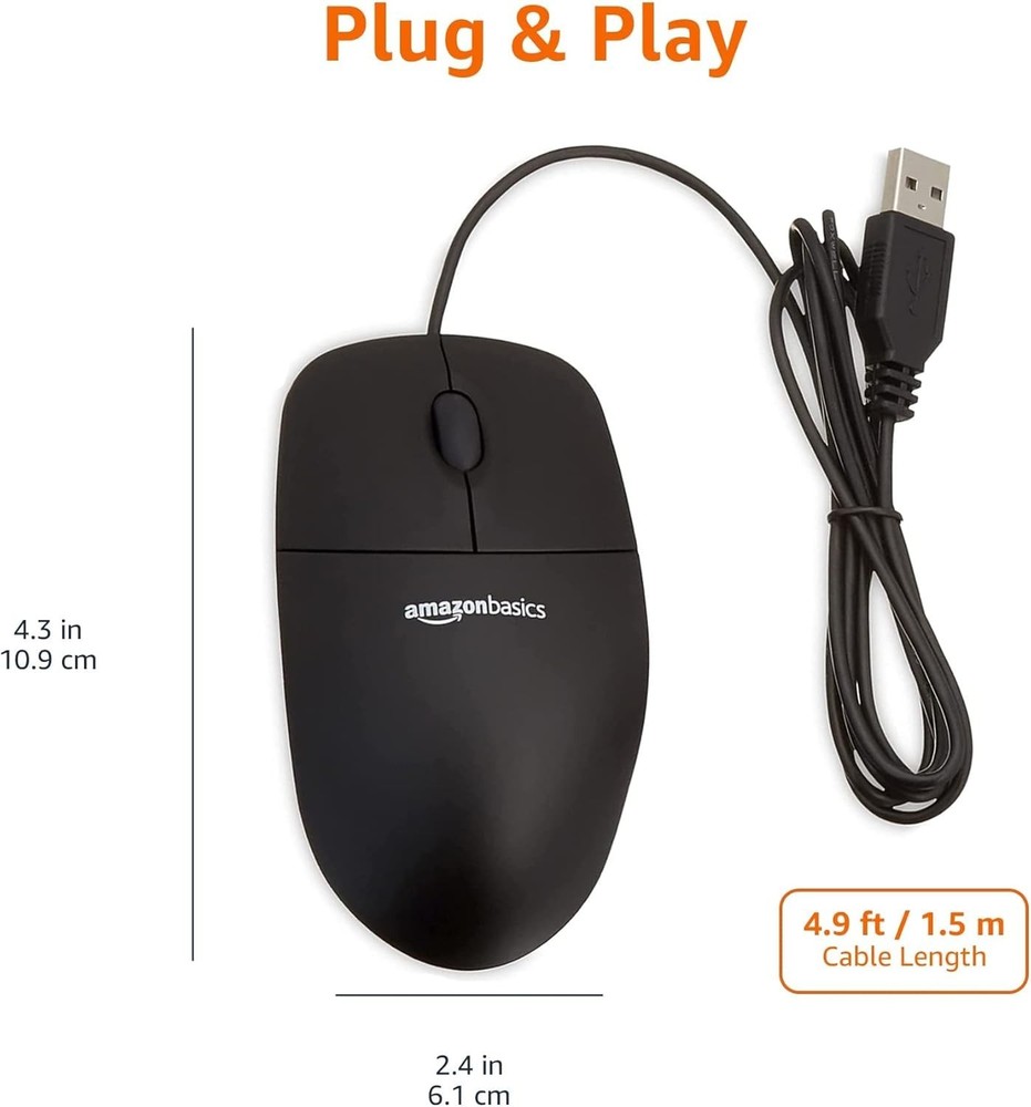Versatile 3-Button USB Wired Mouse with High-Definition Tracking for All Devices