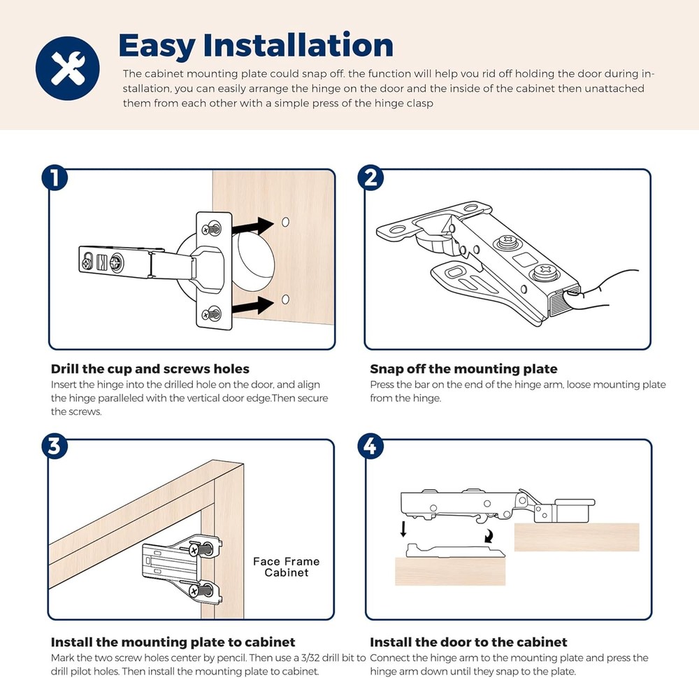 Concealed Cabinet Hinges Soft Close 1 Pair