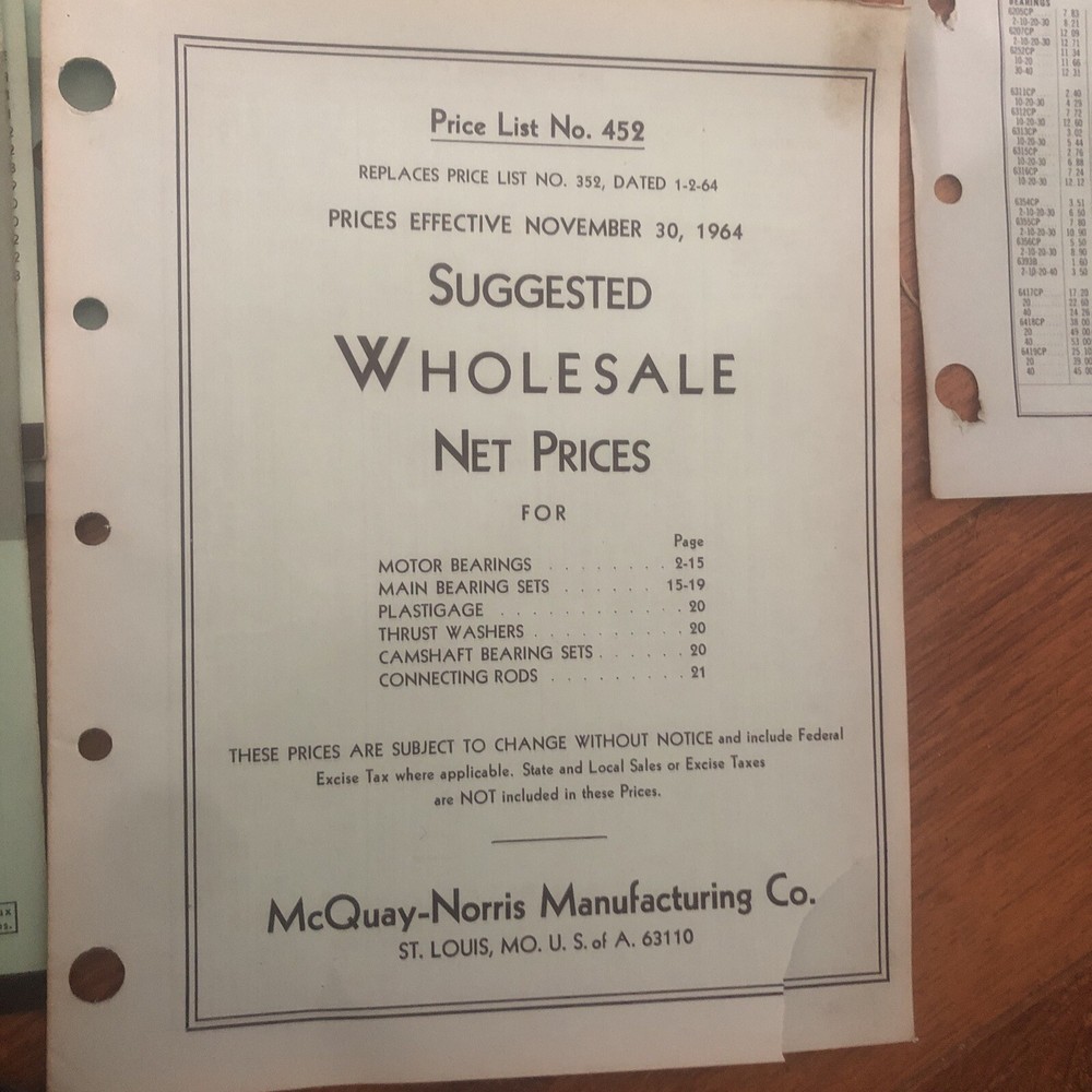 McQuary Norris The Blue Box Line Catalog & Form Set 1960’s