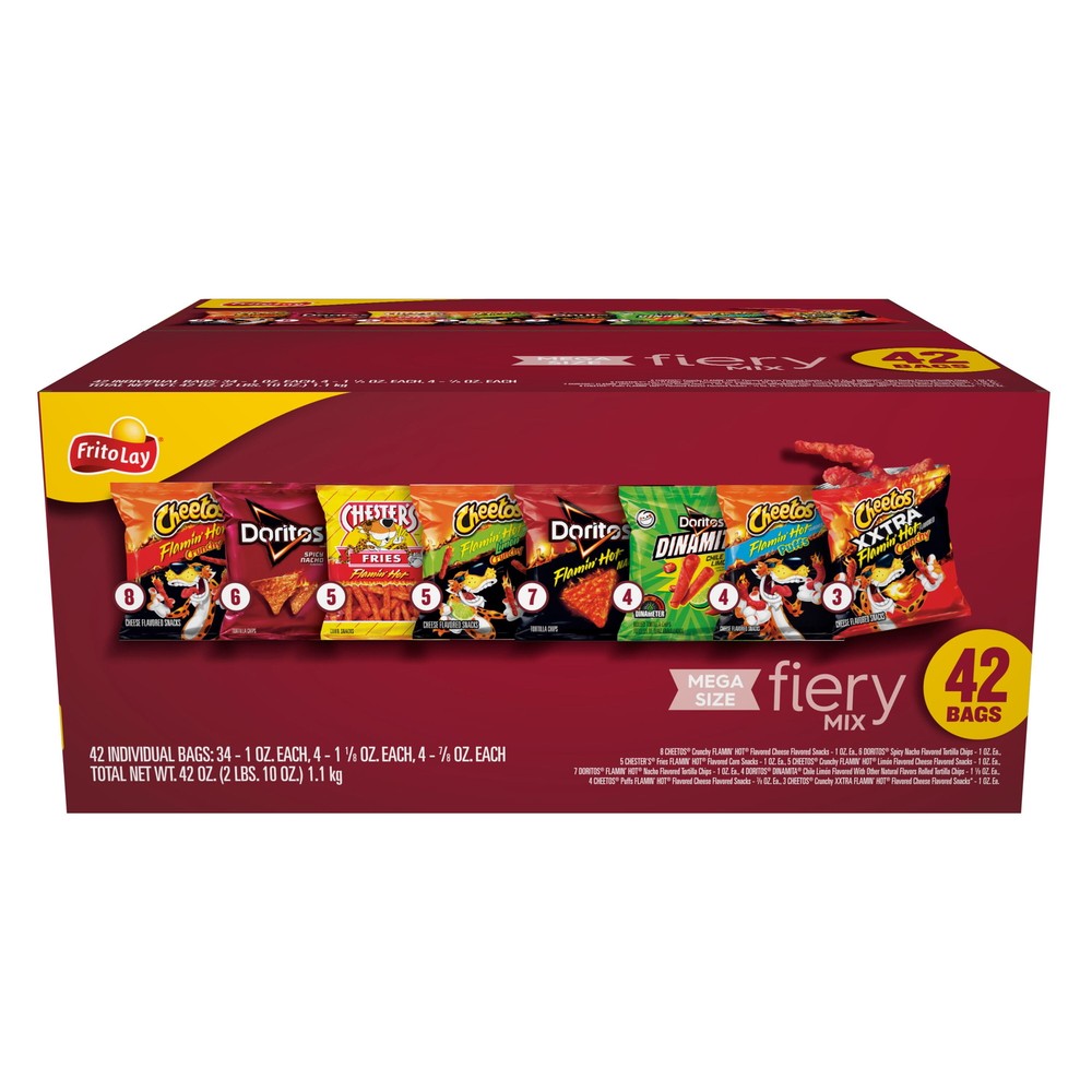 Spicy Fiery Mix Chips & Snacks Variety Pack, 42 Count