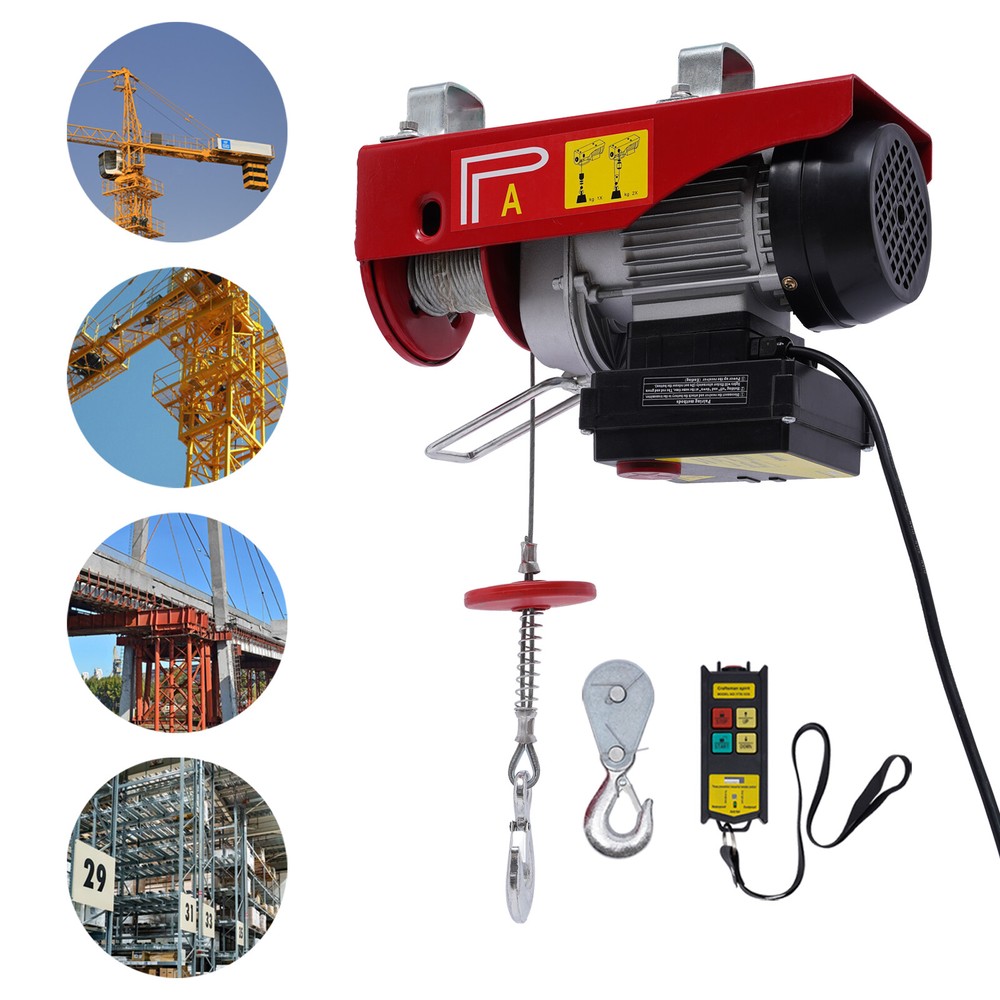 2200LBS Electric Hoist Winch Engine Crane with Wired Remote 110V