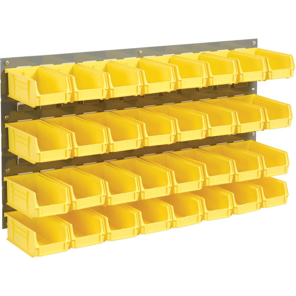 Wall Bin Rack Panel with (32) Yellow Bins 36x7x19