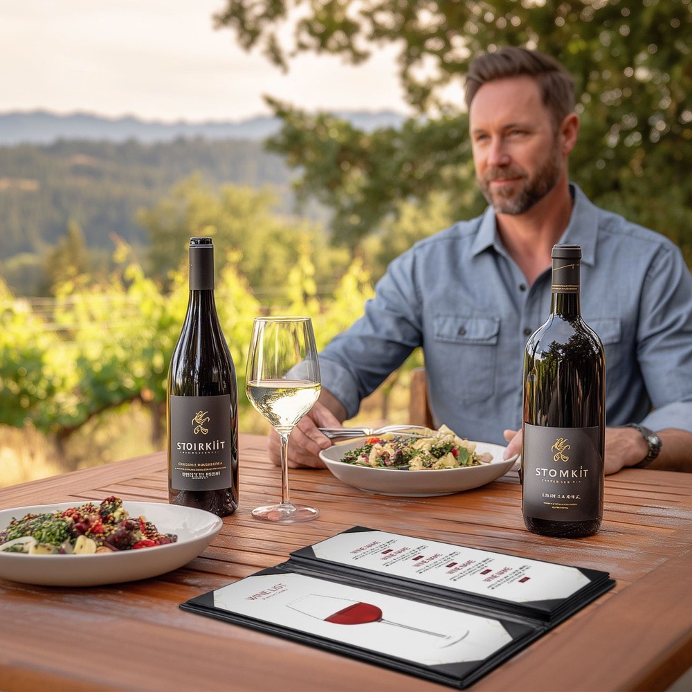 WeChef 5 Pack Leather Menu Covers 4.25"x11" 4 Page 6 View Angle Corner Wine List