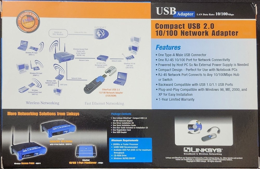 Linksys Compact USB 2.0 Network Adapter USB200M to Ethernet 10/100 Cisco system