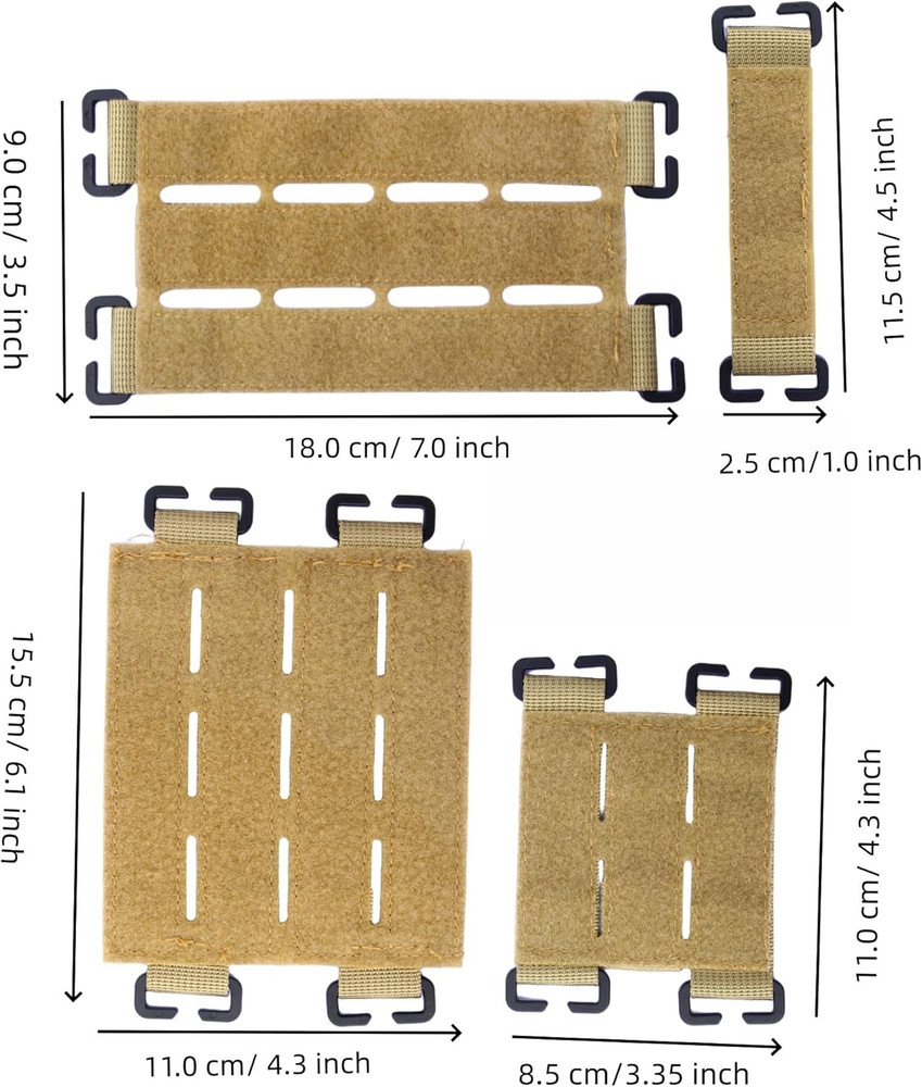 4 Pack Molle Panel with Laser Cutting Loop Molle Patch Display Holder Mini Patch