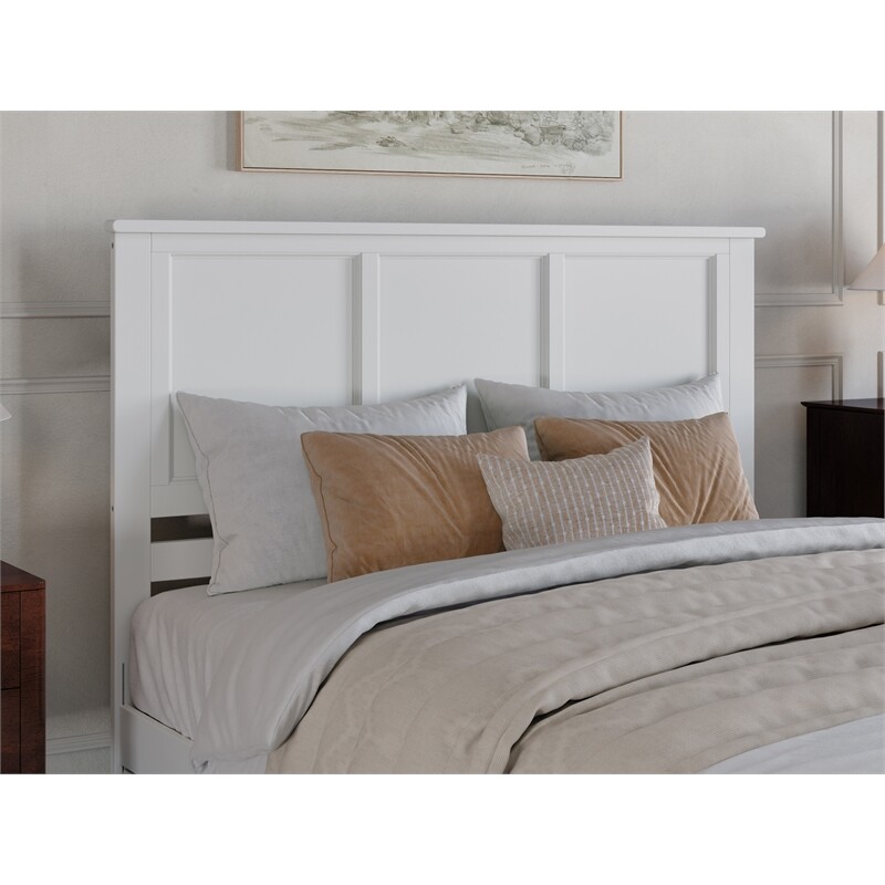 AFI Madison Queen Wood Panel Headboard with Device Charger in White