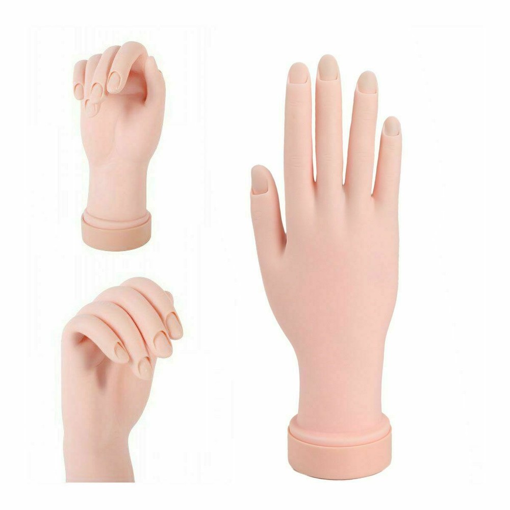 Pro Practice Nail Art Hand Soft Training Display Model Hands Flexible Silicone