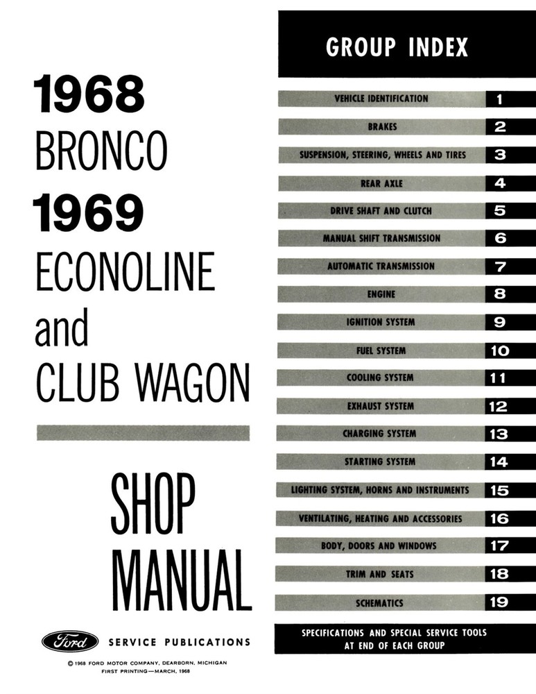 1968 Bronco 1969 Econoline Shop Manual