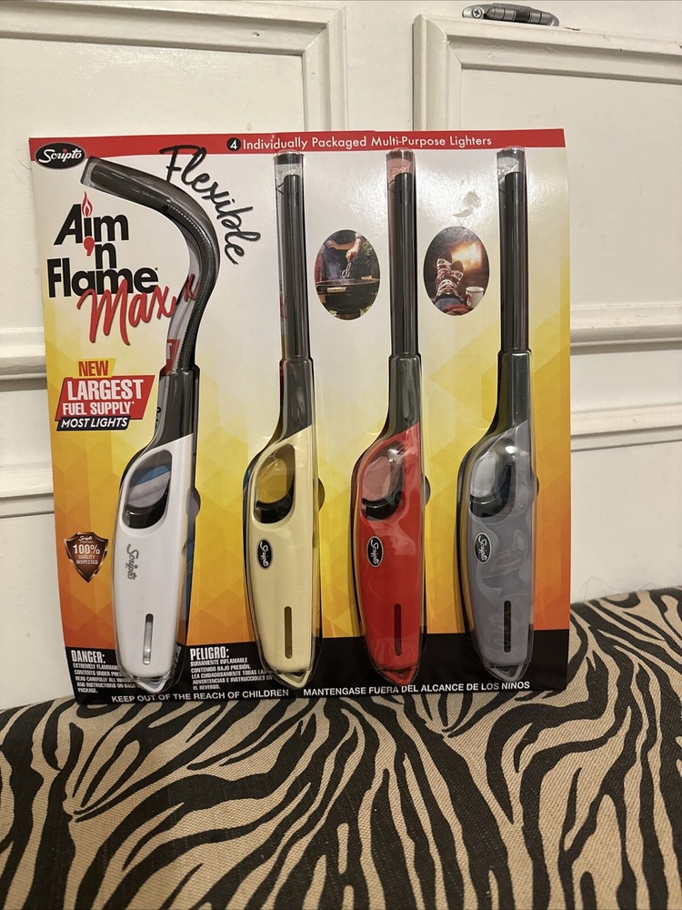 4 Pack SCRIPTO Multi-Purpose Lighter BBQ Barbecue Camping Durable Lighters