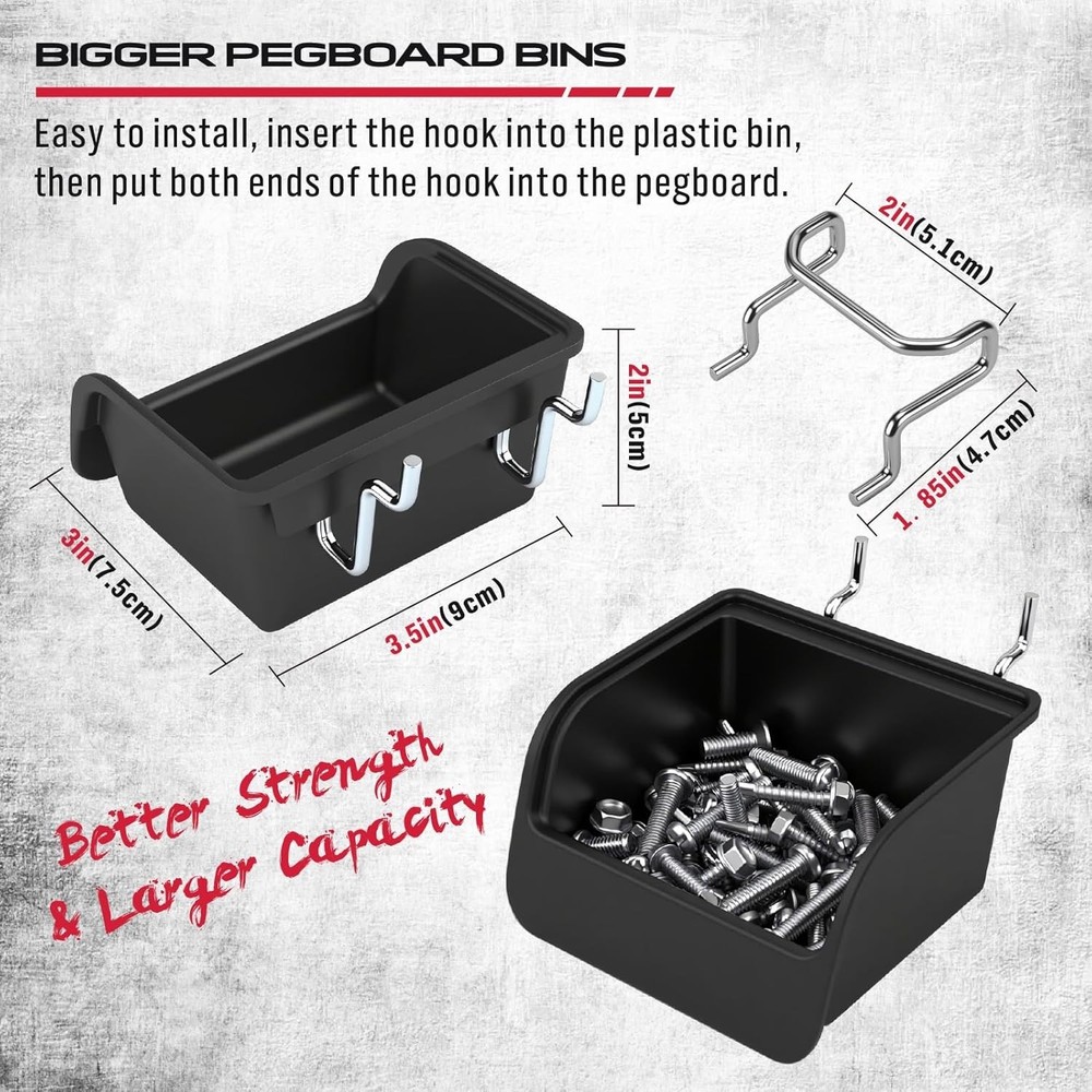 Efficient 121-Piece Pegboard Kit - Rust-Resistant Hooks & Boxes for Any Space