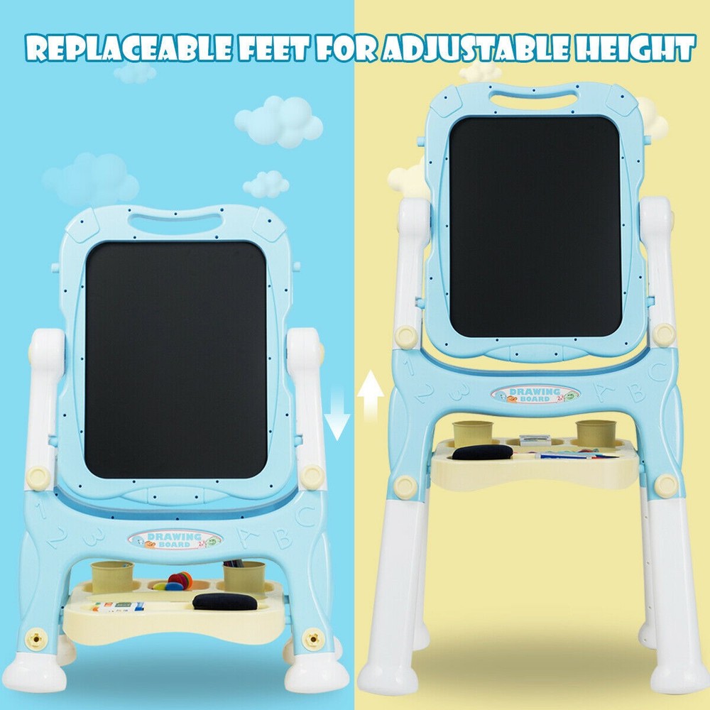 Kids Easel for Two Adjustable Height Double Sided Art Easel Blue