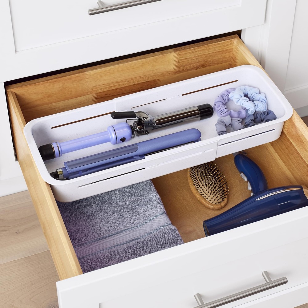 DrawerFit® Sliding Drawer Bin, Expandable and Adjustable Kitchen Storage Orga...