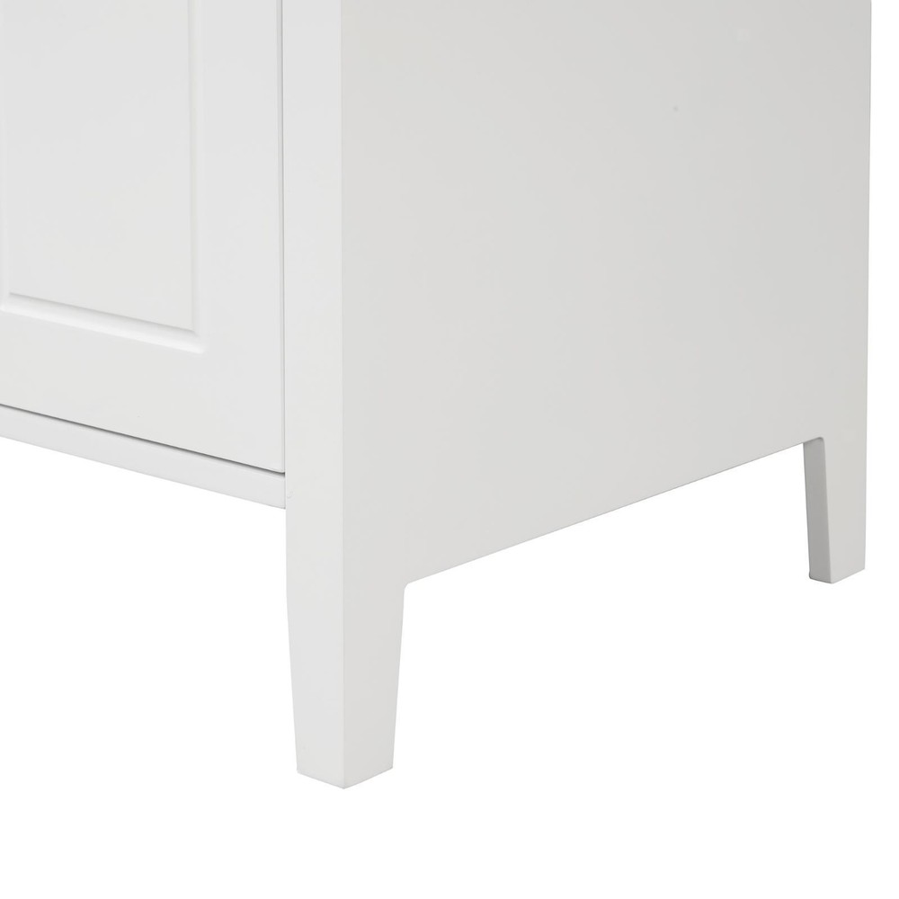 White Bathroom Vanity Cabinet with Ceramic Basin, Two Drawers, Adjustable Shelf,